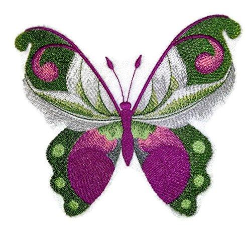Custom Watercolor Lady Slipper Butterfly embroidery patch showcasing vibrant colors and intricate details on a cotton base.