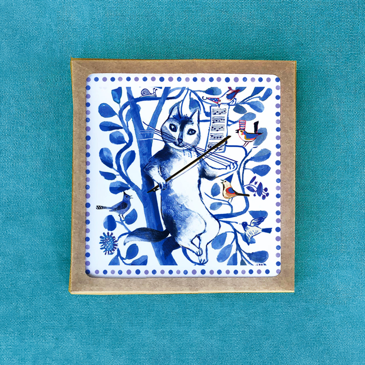 Whisker Violin set of 6 square cards with matching envelopes, featuring playful and artistic design.