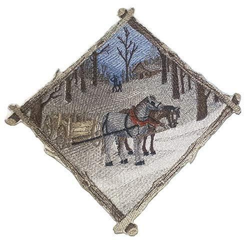Winter Bonanza embroidered patch featuring a diamond horse design, perfect for winter garments.