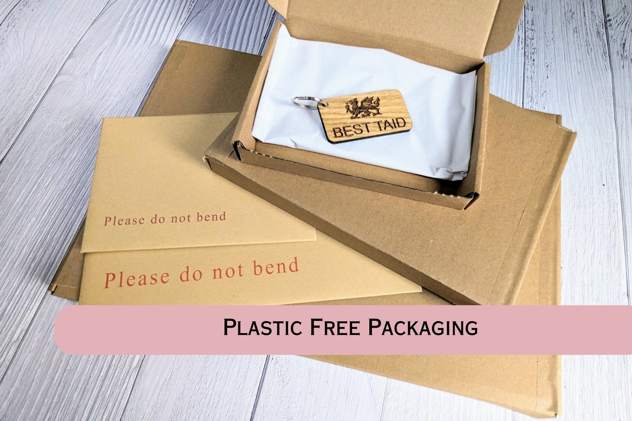 A witty wooden sign featuring the phrase 'I'd Love to Stay and Chat But I Really Moustache' with a quirky moustache illustration, handcrafted from oak veneer.