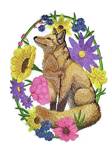 Woodland Whimsy Fox oval embroidered patch featuring a charming fox design, perfect for iron-on or sewing applications.