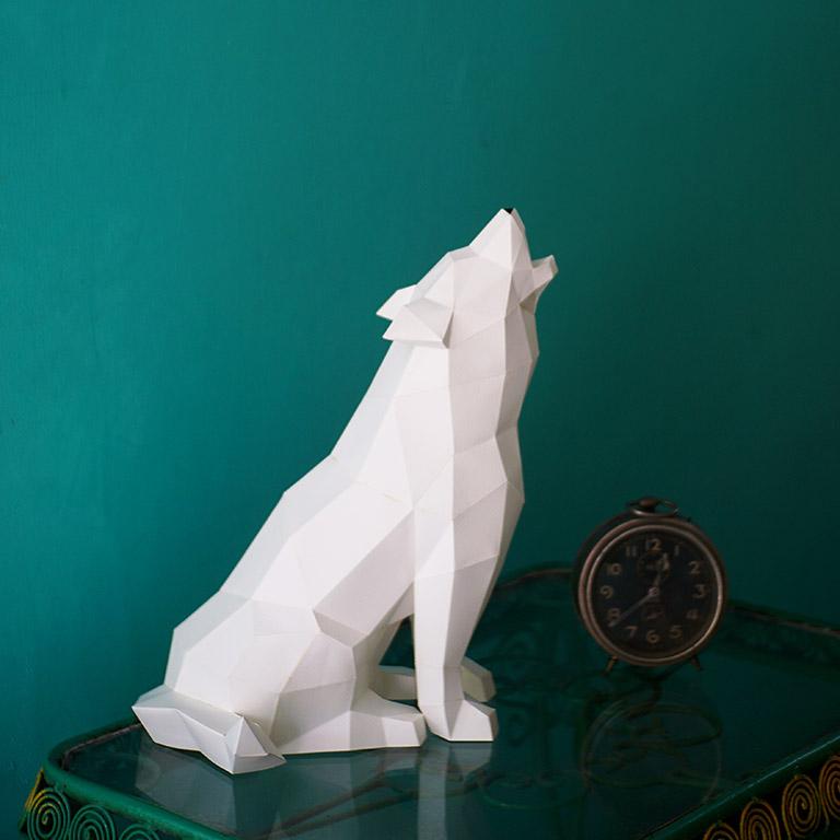 A beautifully crafted Wolf 3D Paper Model Lamp showcasing intricate details and a unique design, perfect for home or office decor.