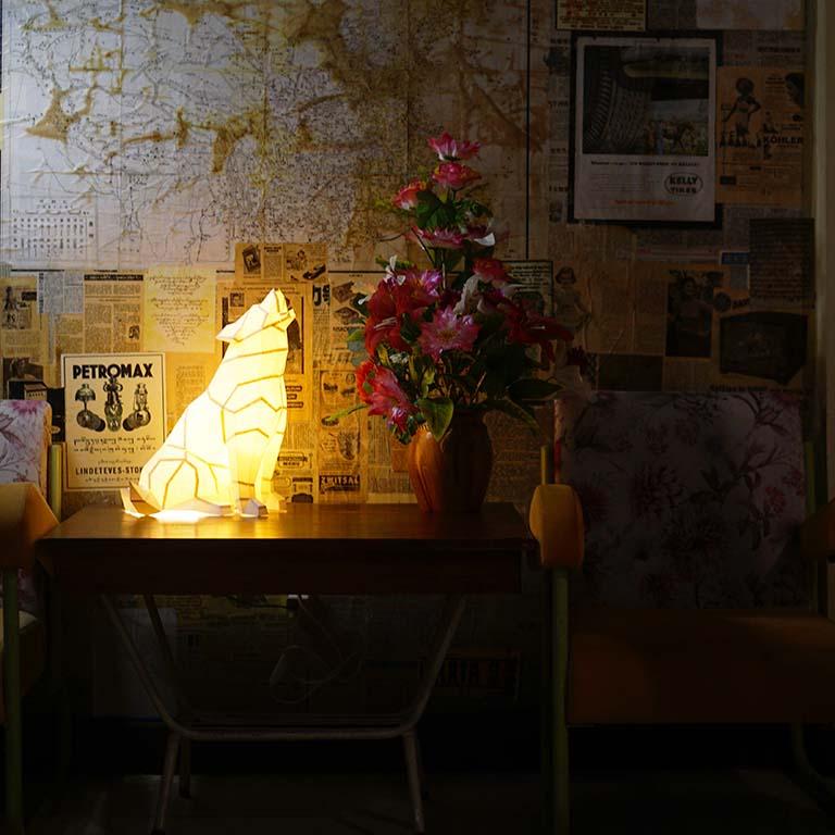 A beautifully crafted Wolf 3D Paper Model Lamp showcasing intricate details and a unique design, perfect for home or office decor.