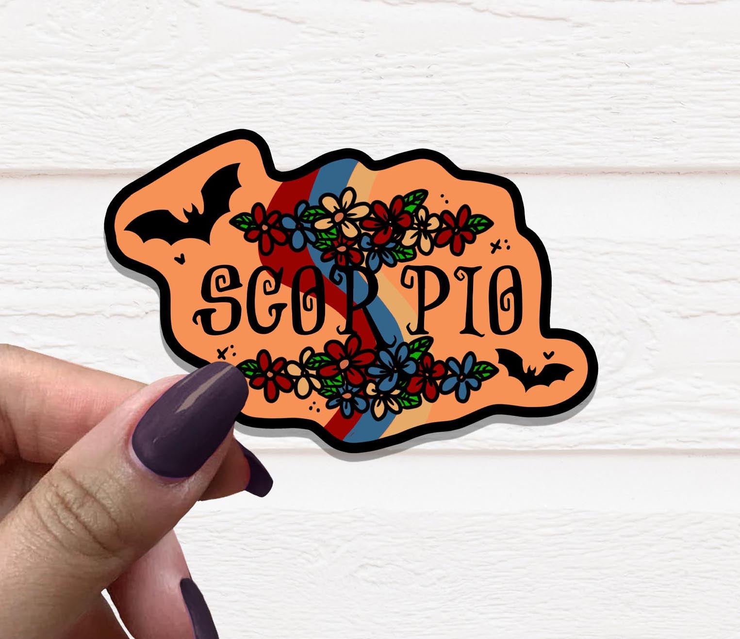 Zodiac Scorpio Vinyl Sticker featuring a detailed Scorpio design on matte vinyl, ideal for personalizing various items.