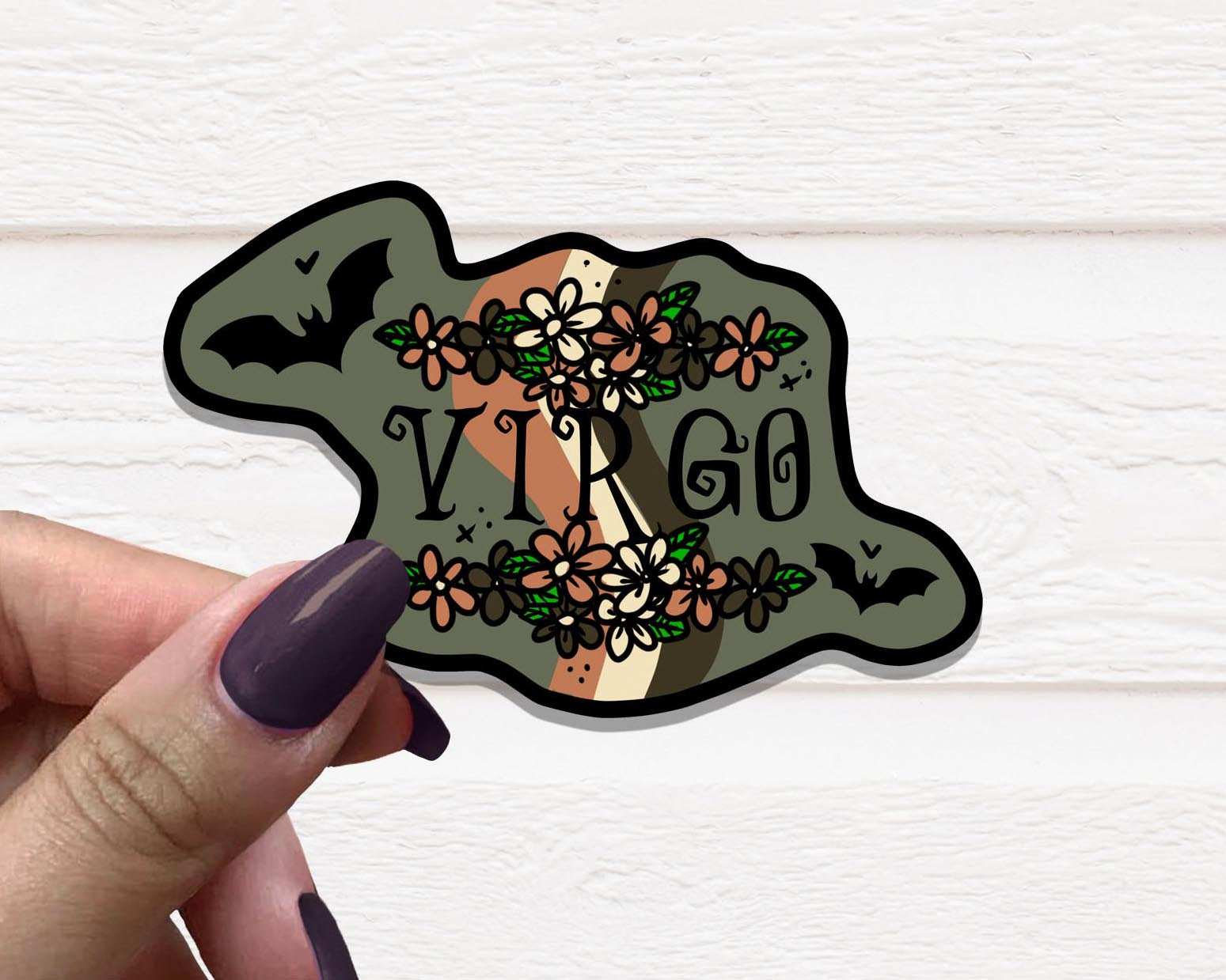 Zodiac Virgo Vinyl Sticker, 3.5 inches wide, featuring a stylish Virgo design on matte vinyl.