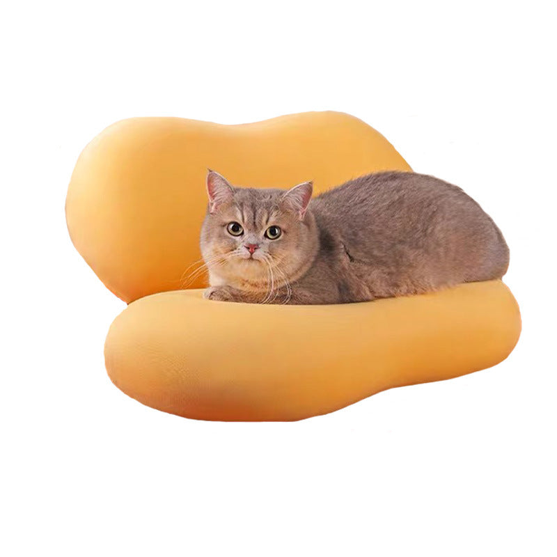 3D Neck Pillow made of memory foam with a soft yellow cotton cover, designed for travel comfort and support.
