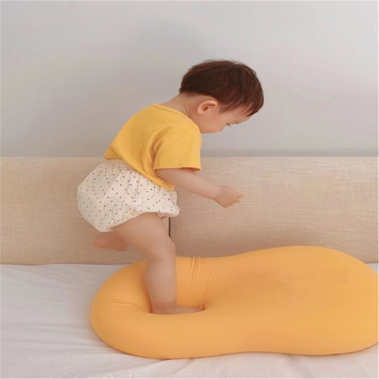 3D Neck Pillow made of memory foam with a soft yellow cotton cover, designed for travel comfort and support.