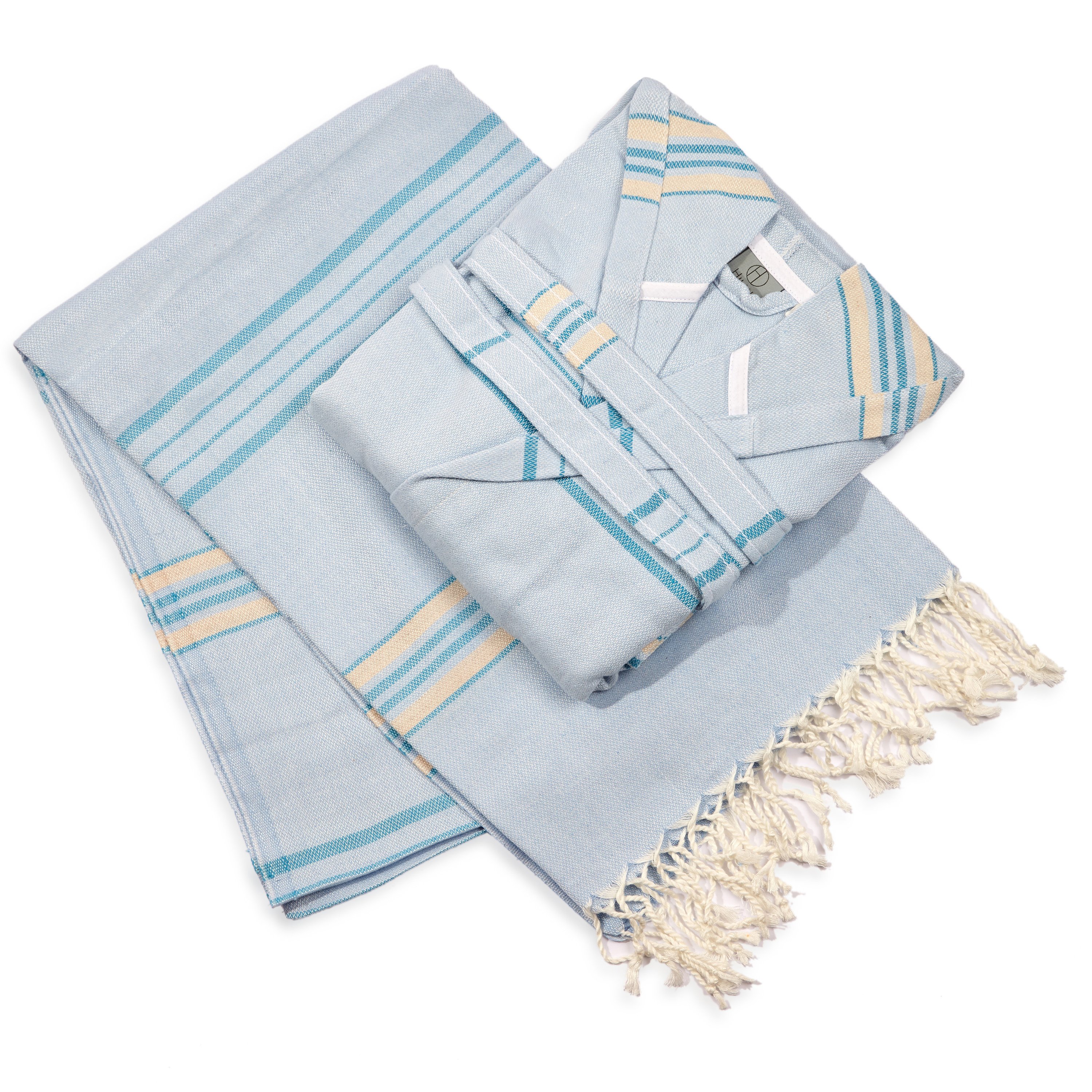 Antalya Unisex Bathrobe in Beige, showcasing its soft texture and stylish design, perfect for home or spa use.