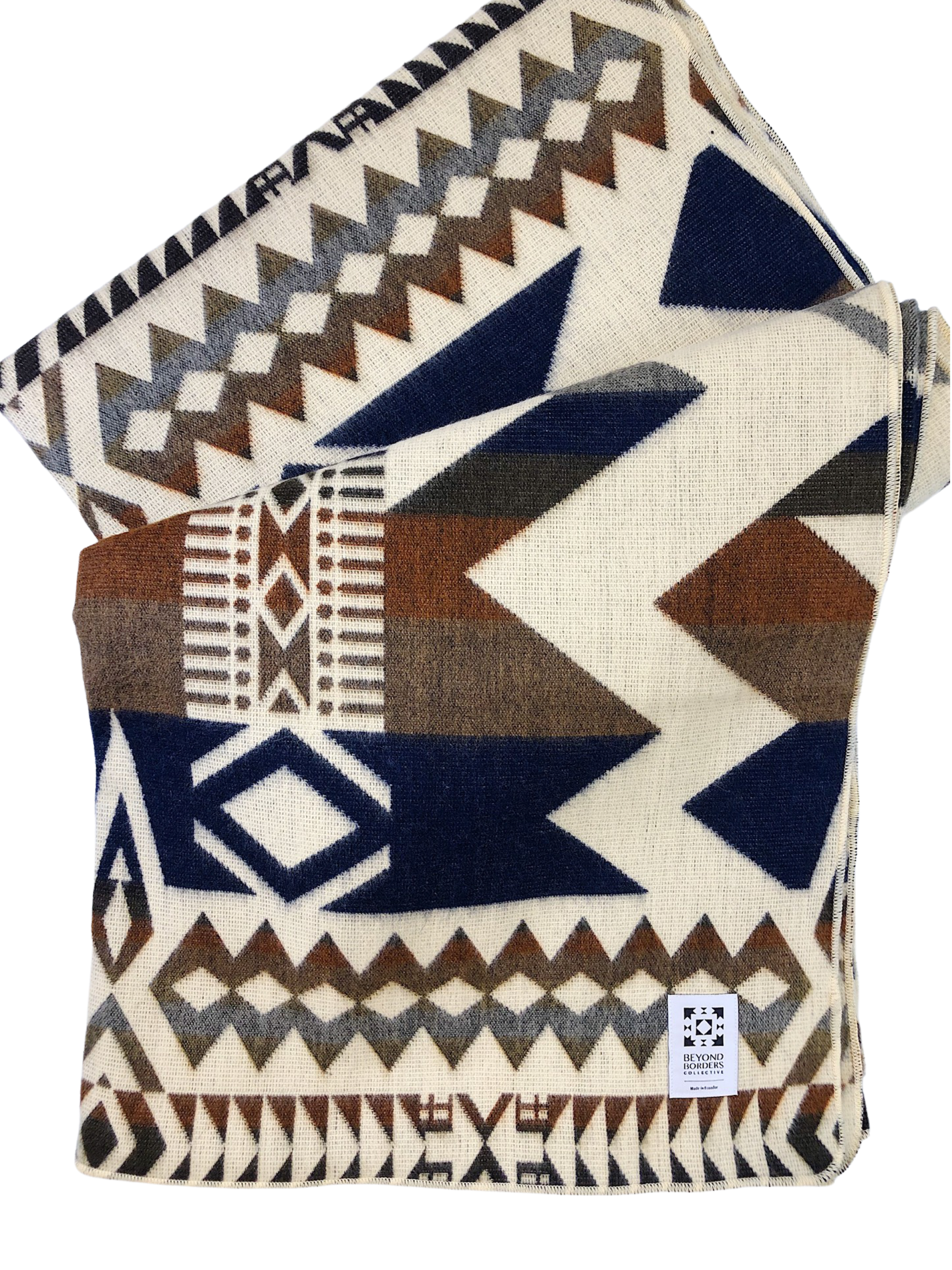 Awa Blanket - Earth, showcasing vibrant colors and intricate patterns, handcrafted by indigenous artisans from Ecuador.