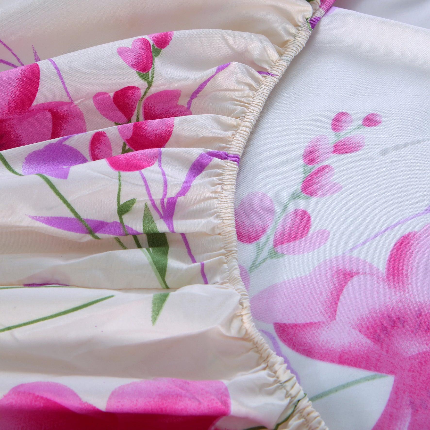 Belle Haven 6 Piece Sheet Set featuring vibrant colors and unique designs, includes flat sheet, fitted sheet, and four pillowcases.