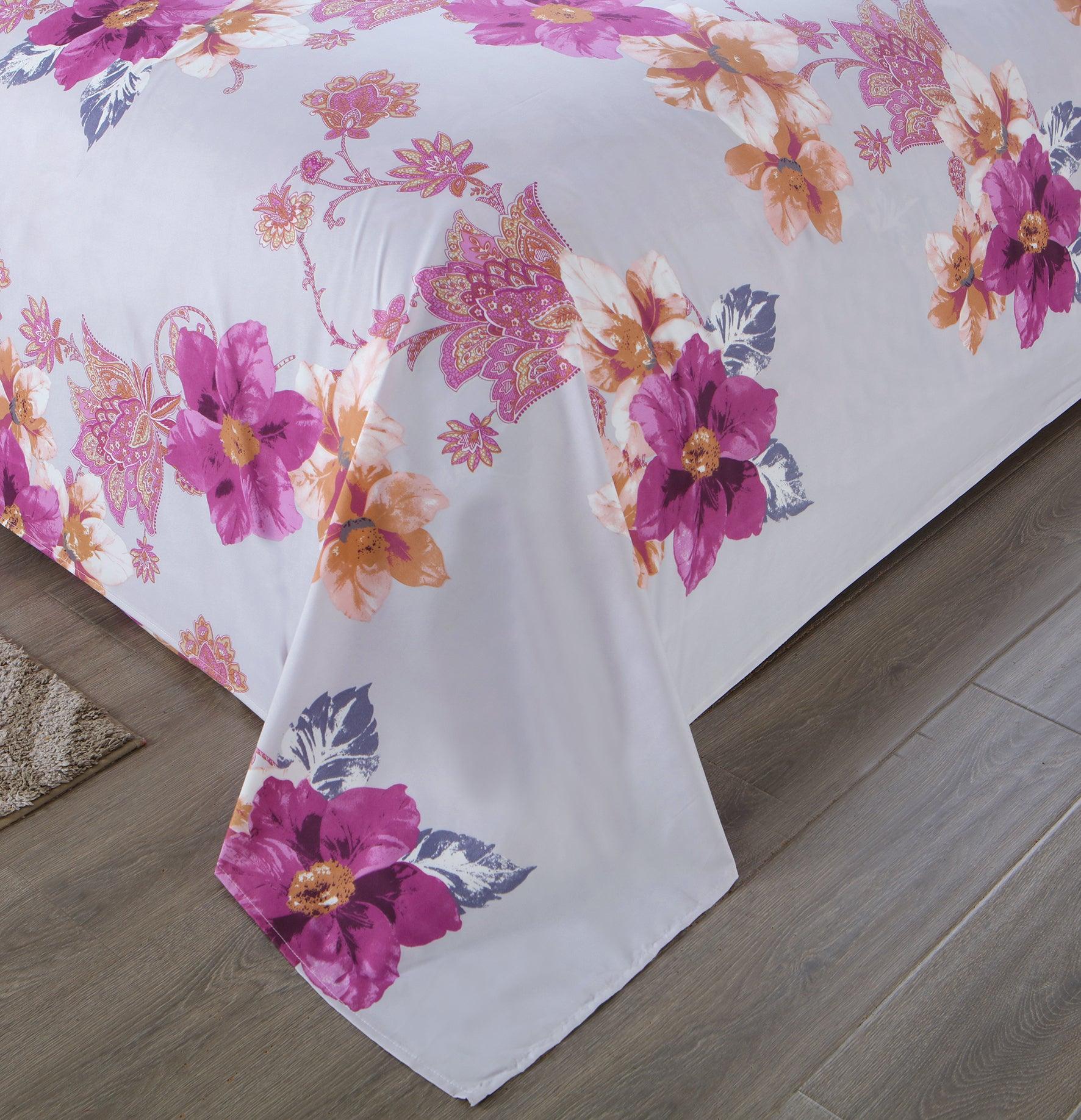 Belle Haven 6 Piece Sheet Set featuring vibrant colors and unique designs, includes flat sheet, fitted sheet, and four pillowcases.