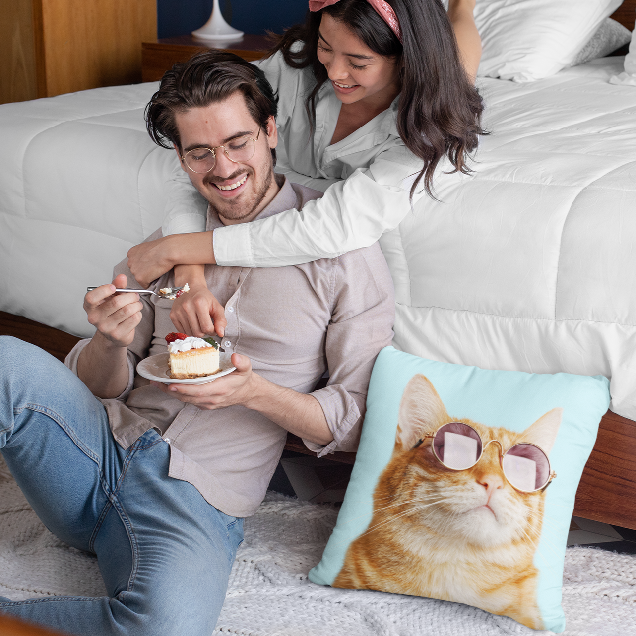 Cat is Always Right Square Pillow featuring a humorous design, double-sided print, and concealed zipper, perfect for cat lovers.