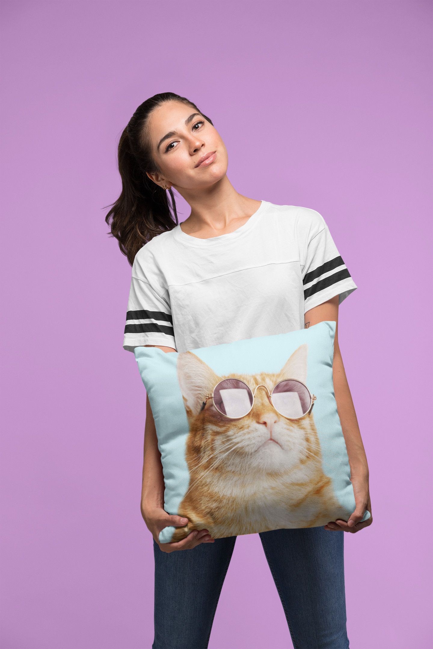 Cat is Always Right Square Pillow featuring a humorous design, double-sided print, and concealed zipper, perfect for cat lovers.