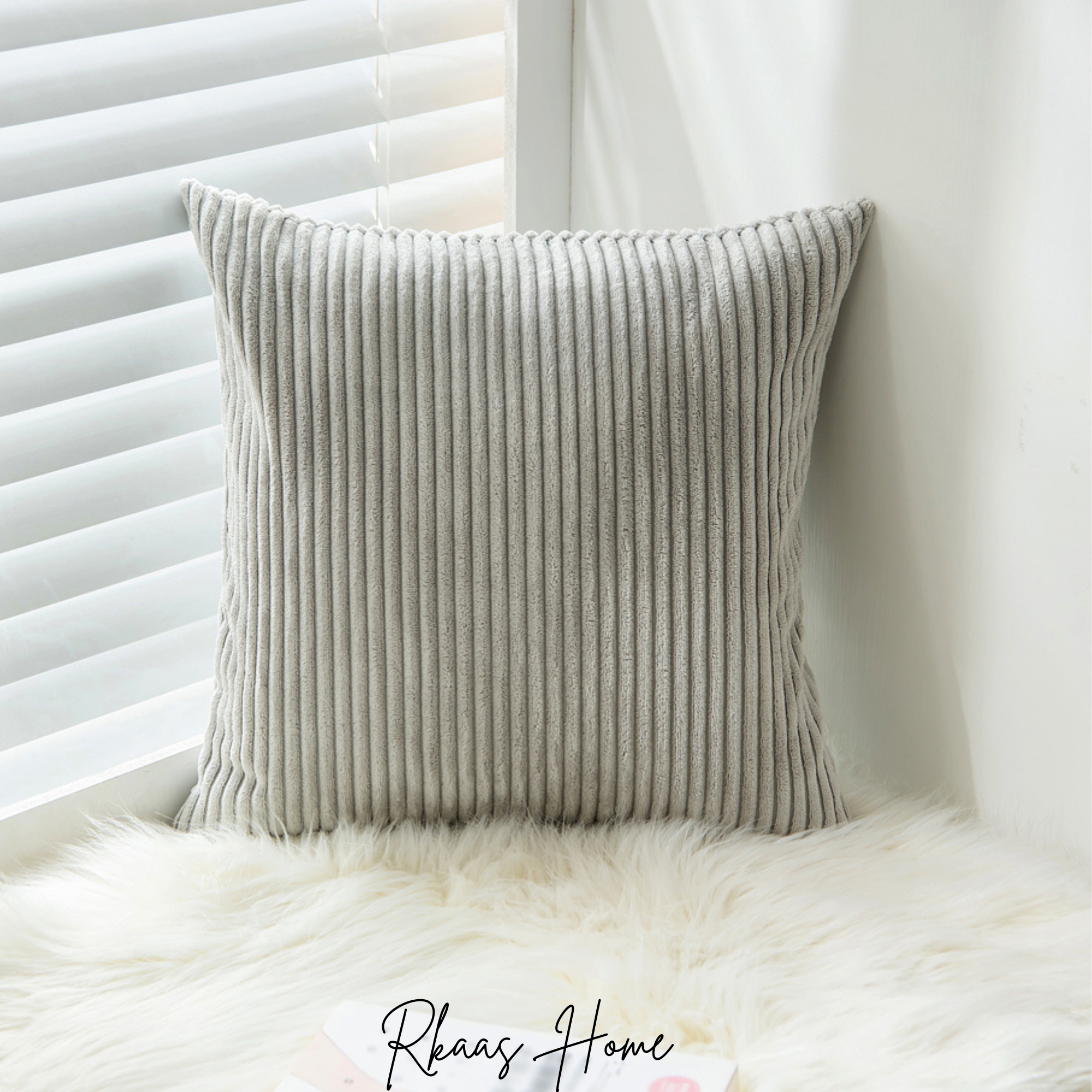 A set of colorful corduroy cushion covers in various sizes, showcasing a striped pattern, perfect for home decor.