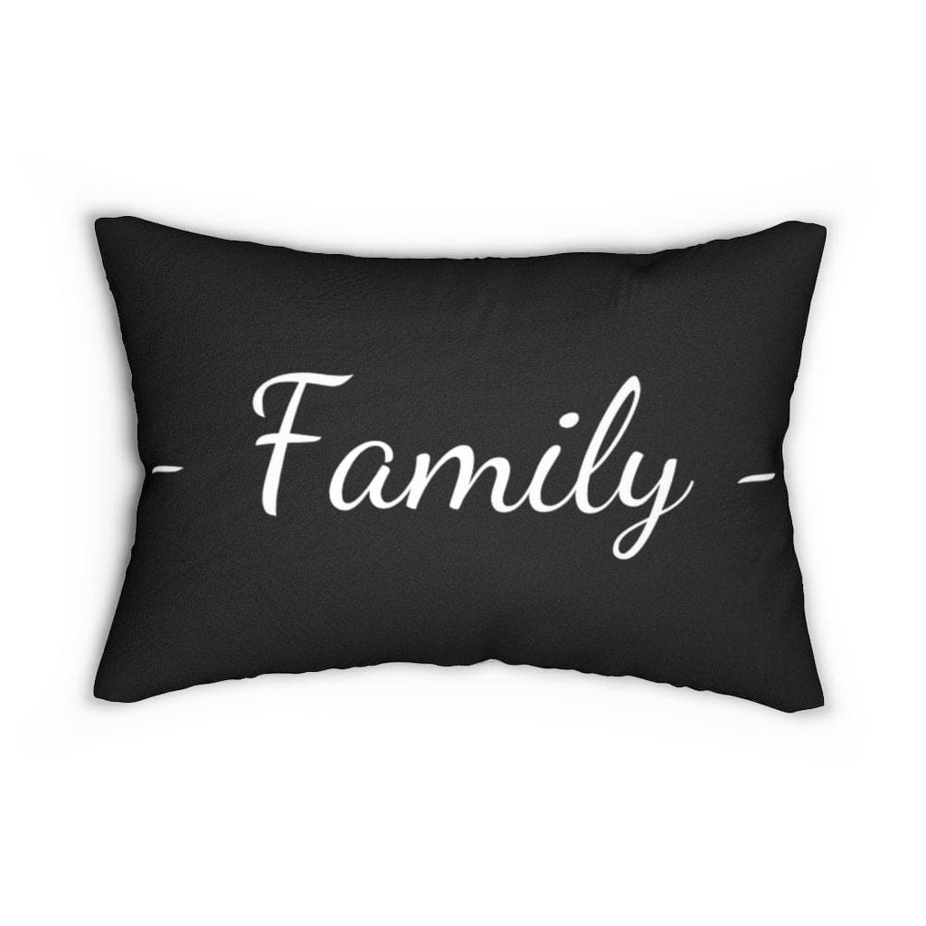 Decorative lumbar throw pillow in beige and black with double-sided print and concealed zipper, perfect for home decor.