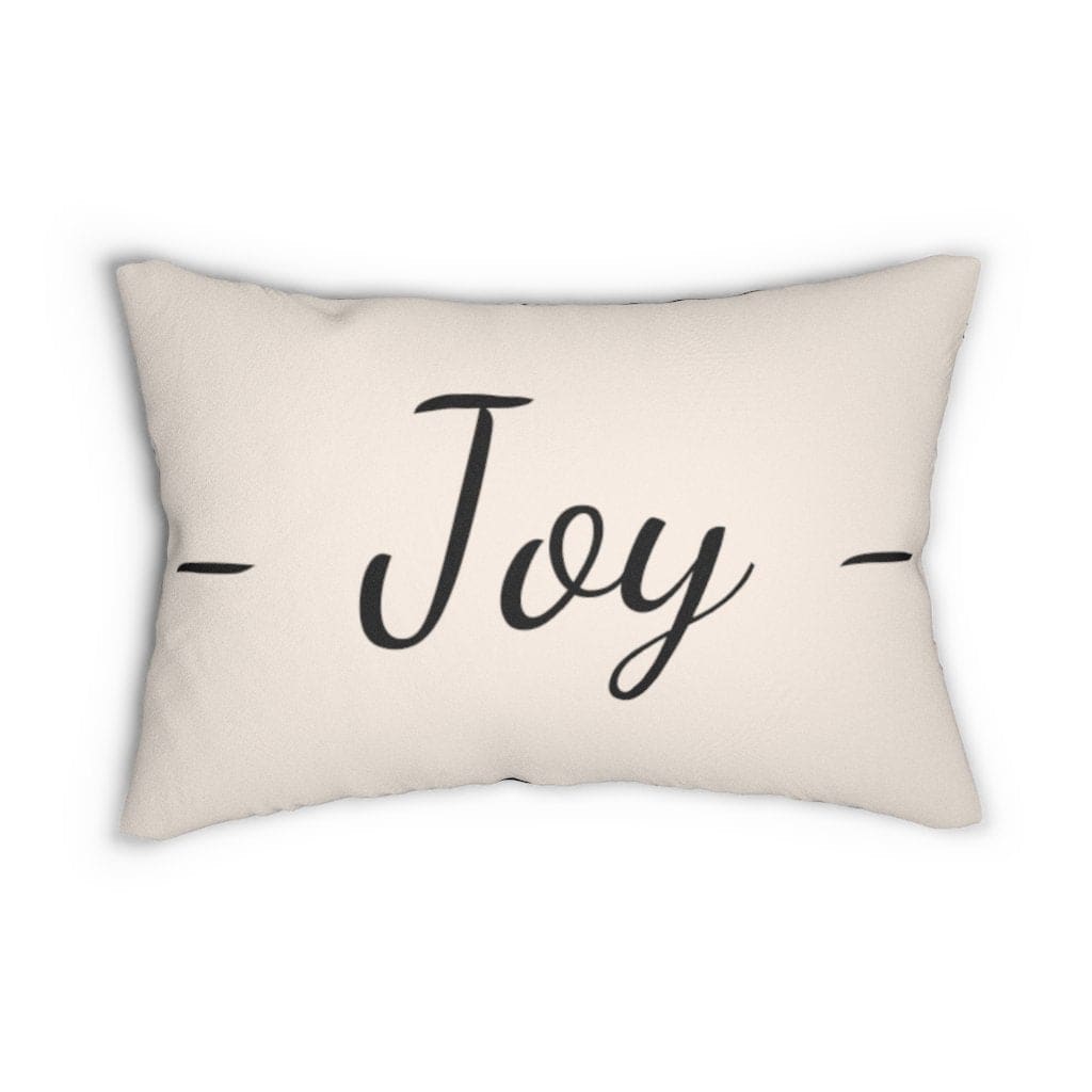Decorative lumbar throw pillow in beige and black with a stylish design and concealed zipper.