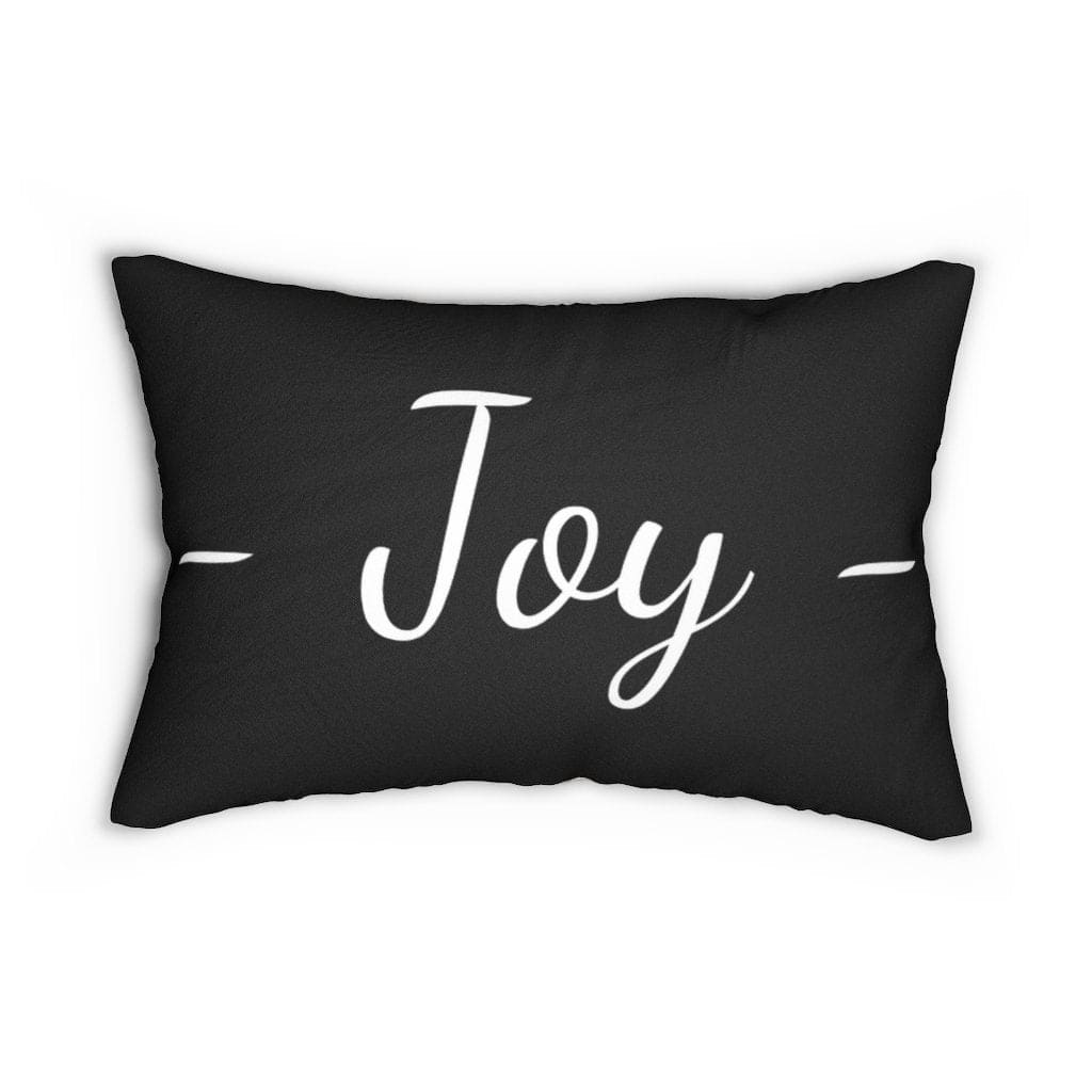 Decorative lumbar throw pillow in beige and black with a stylish design and concealed zipper.