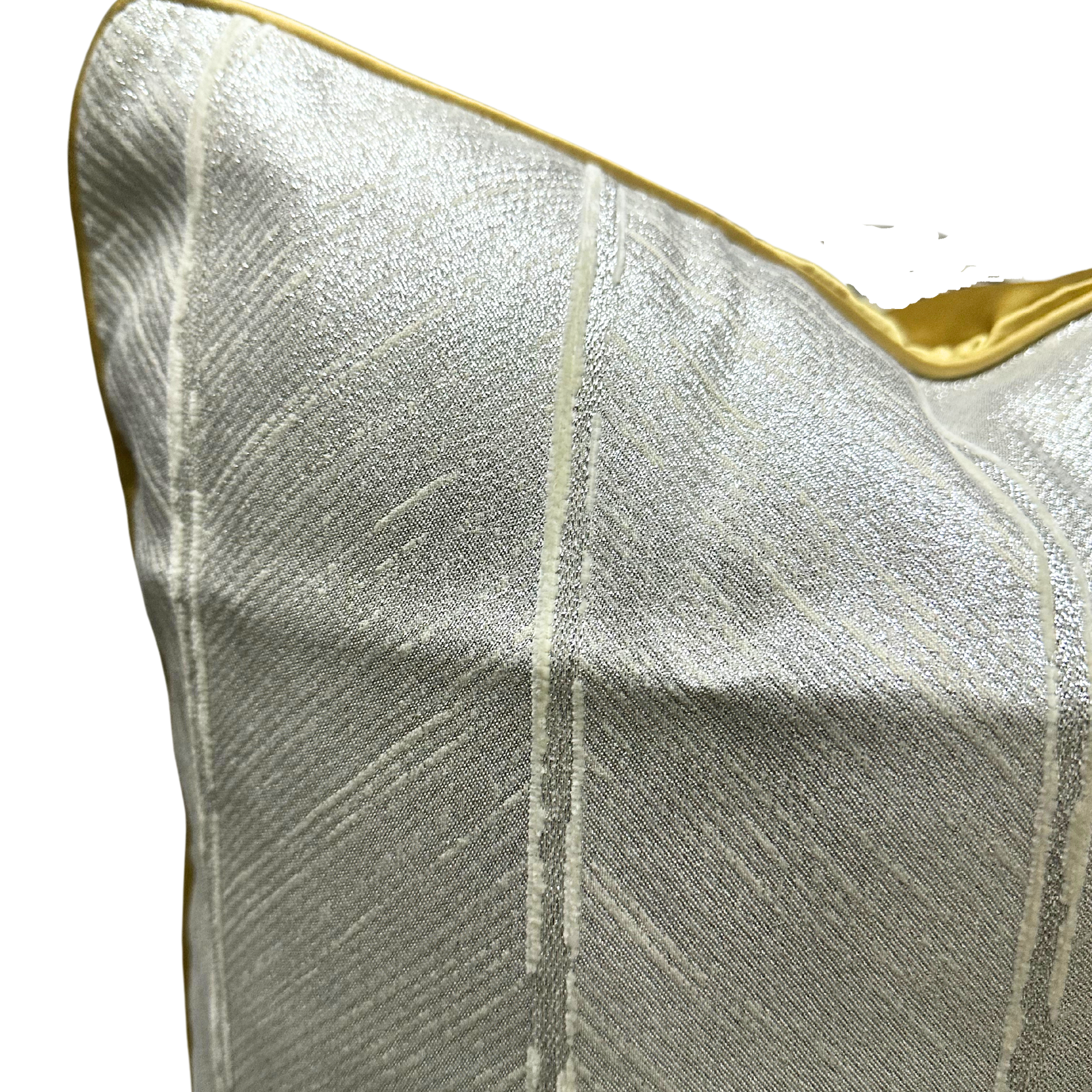 Silver and gold decorative pillow.