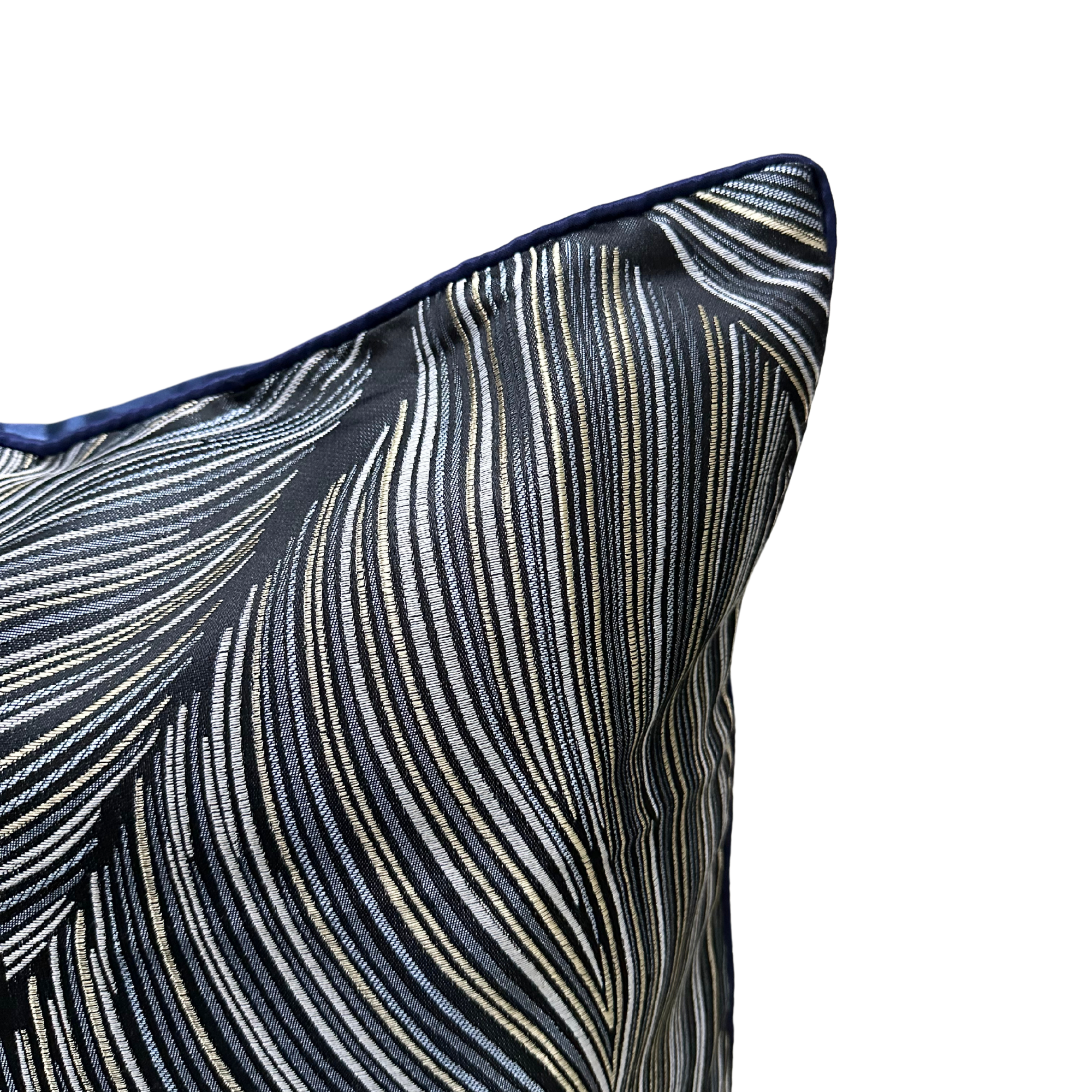 Designer dark blue cushion cover, square shape, 18x18 inches, perfect for home and office decor.