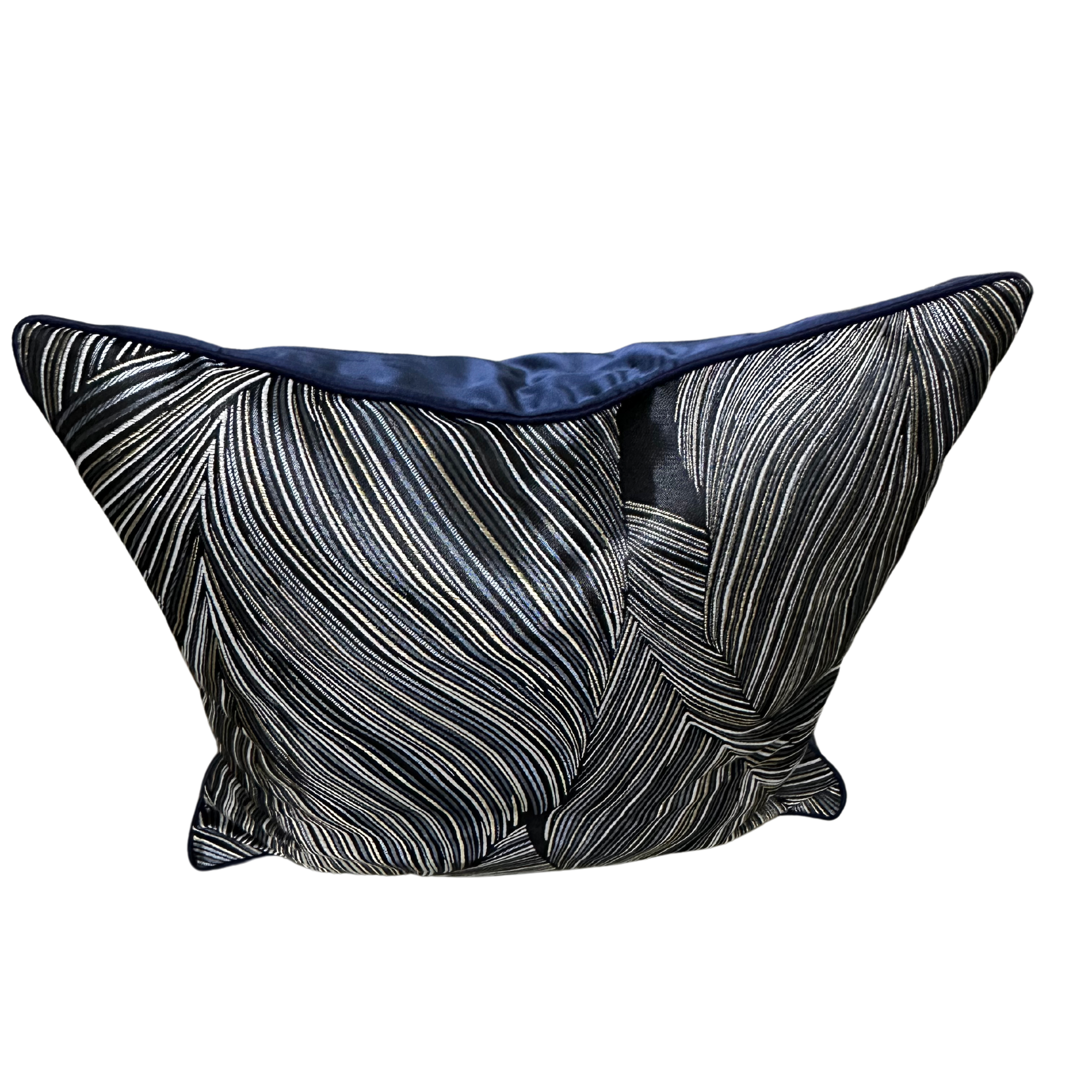 Designer dark blue cushion cover, square shape, 18x18 inches, perfect for home and office decor.