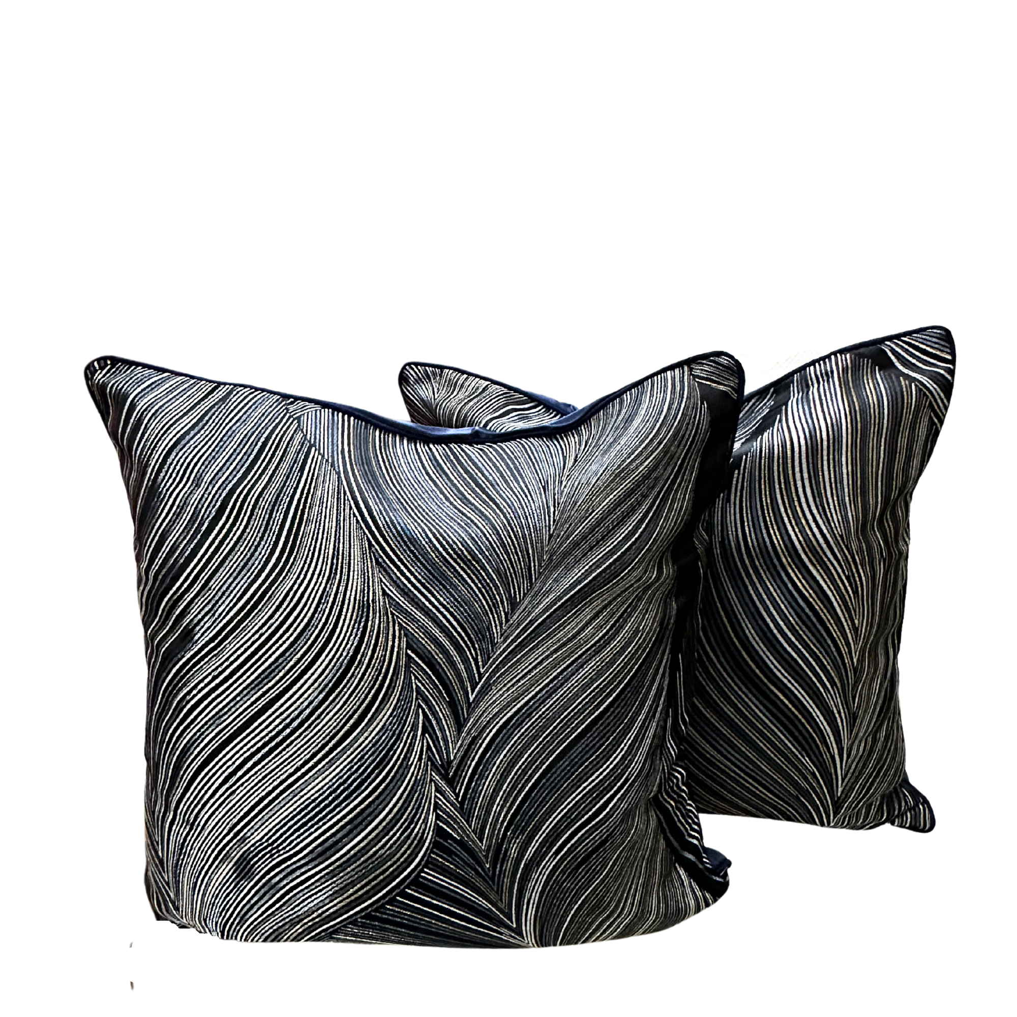 Designer dark blue cushion cover, square shape, 18x18 inches, perfect for home and office decor.