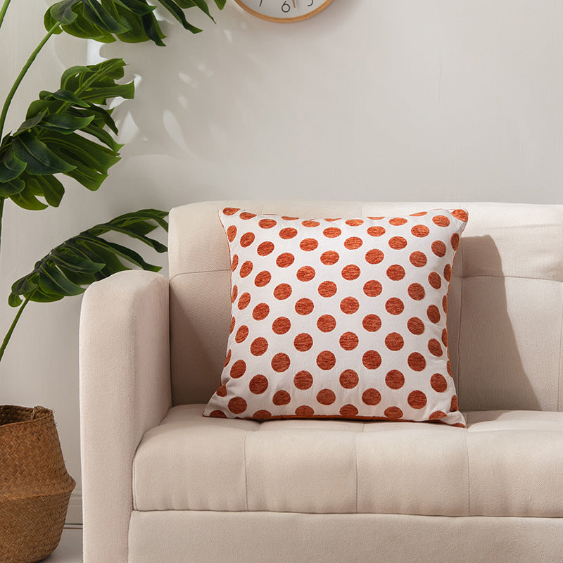Dot Pattern Chenille & Velvet Cushion Cover in square shape, showcasing a stylish dot design, perfect for home decor.