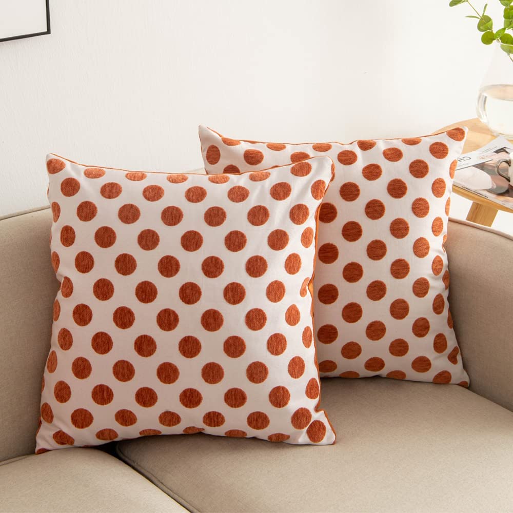 Dot Pattern Chenille & Velvet Cushion Cover in square shape, showcasing a stylish dot design, perfect for home decor.