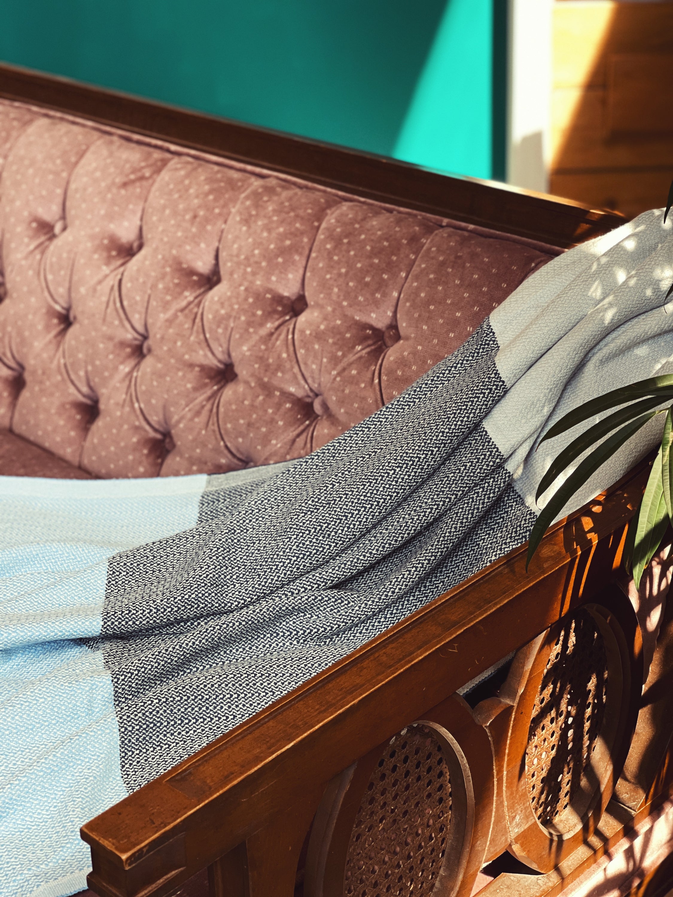 Dunya Turkish Cotton Towel / Throw showcasing its vibrant colors and soft texture, perfect for beach and home use.