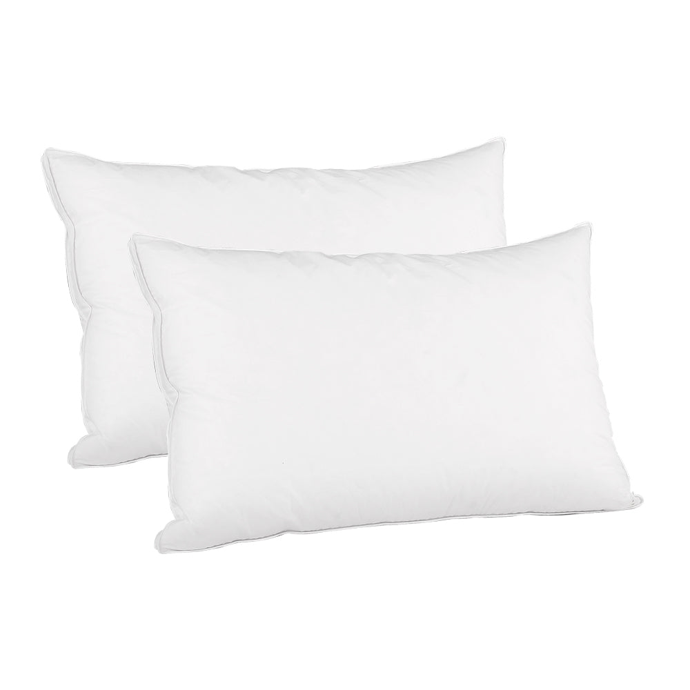 Giselle Bedding Duck Feather Down Twin Pack Pillow with fluffy duck feathers and a soft cotton shell, ideal for neck support and comfort.