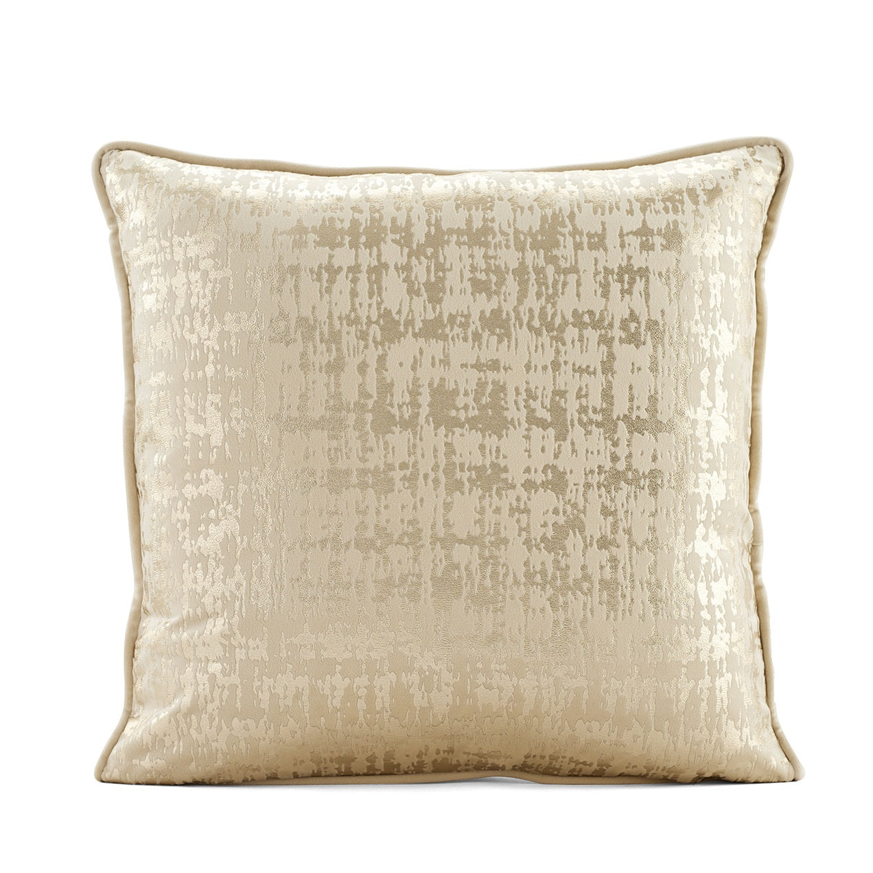 Gold Abstract Velvet Cushion Cover featuring a geometric pattern, perfect for home and hotel decor.