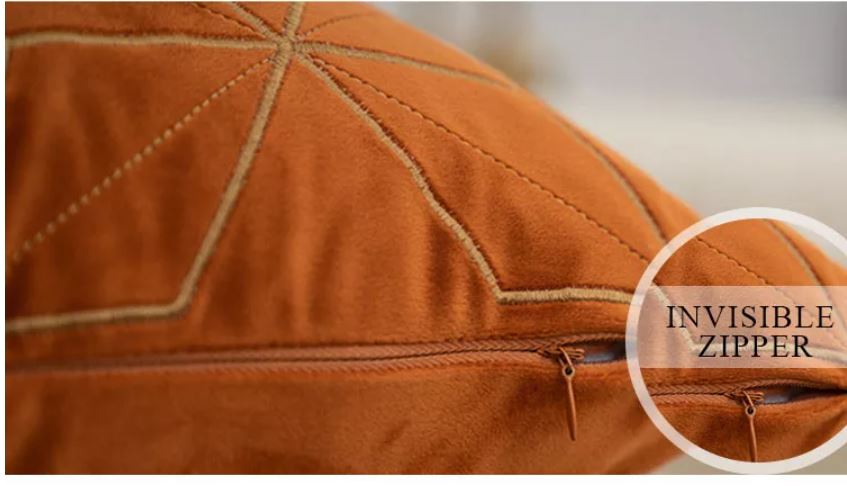 Gold plaid velvet cushion cover, 18x18 inches, showcasing a luxurious geometric pattern.