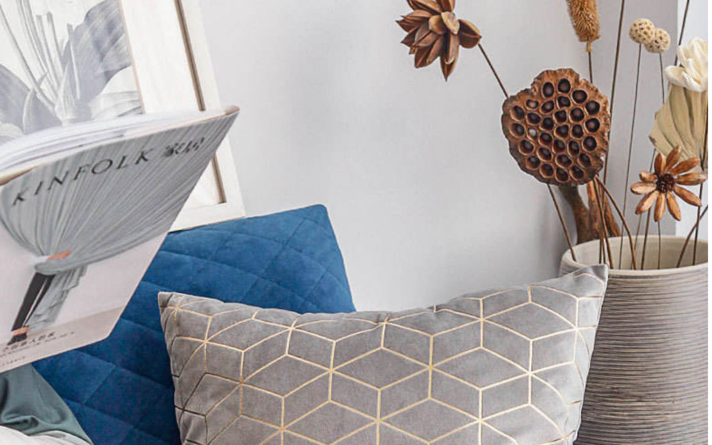 Luxurious gold printing pattern velvet cushion covers in a stylish geometric design, perfect for home and hotel decor.