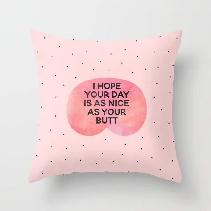 A vibrant throw pillow cover featuring a humorous quote, made from 100% spun polyester poplin fabric, measuring 16" x 16".