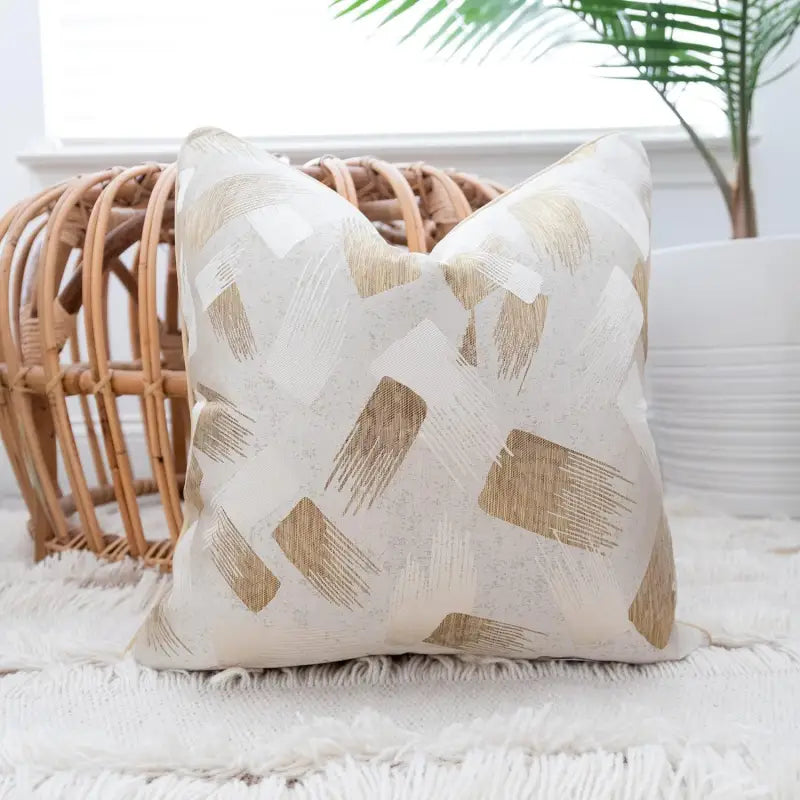 A luxurious Jacquard cushion cover in elegant design, made from soft cotton fabric, featuring a zipper closure.