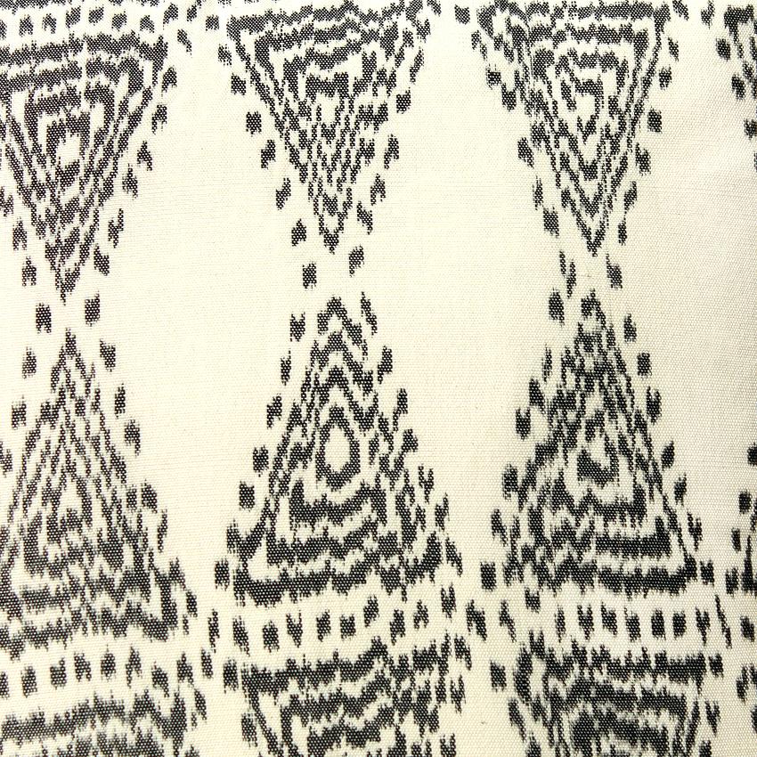 Java Bliss Ikat Pillow featuring handwoven ivory fabric with fringes, perfect for home decor.