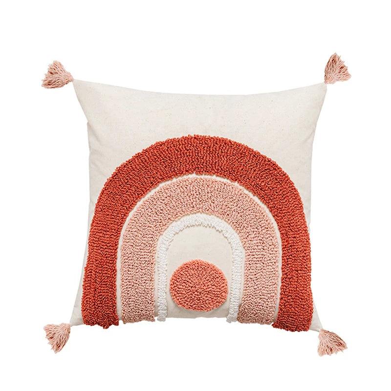 Moroccan Rainbow Cushion Cover featuring vibrant patterns and premium materials, perfect for enhancing home decor.