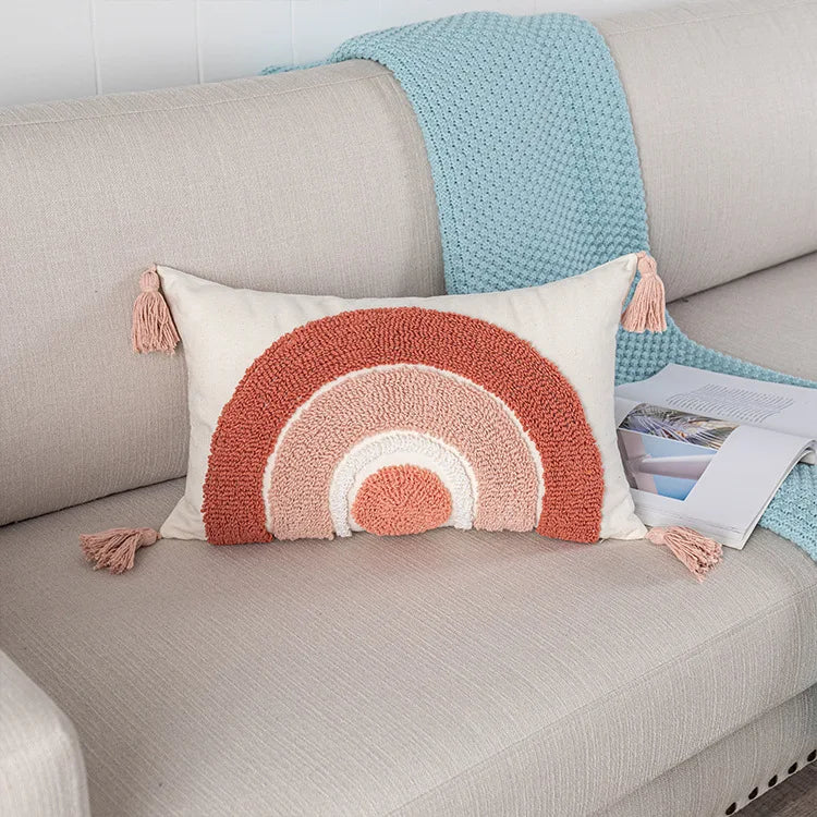 Moroccan Rainbow Cushion Cover featuring vibrant patterns and premium materials, perfect for enhancing home decor.