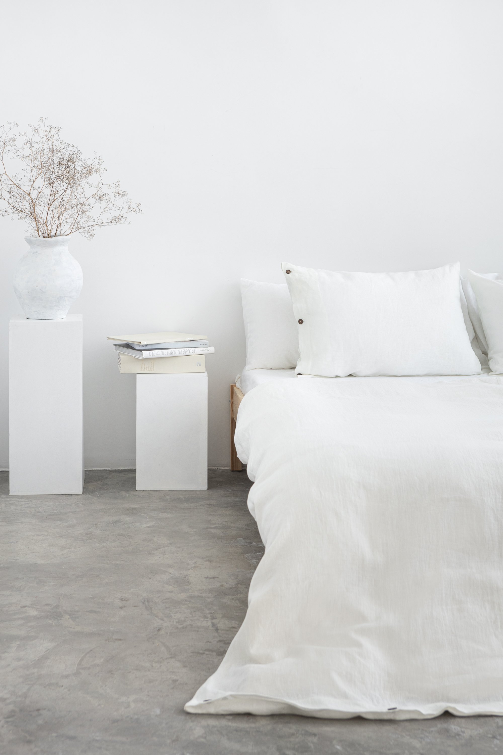 Pale Pink linen duvet cover with ties, showcasing its soft texture and elegant color, perfect for enhancing bedroom decor.