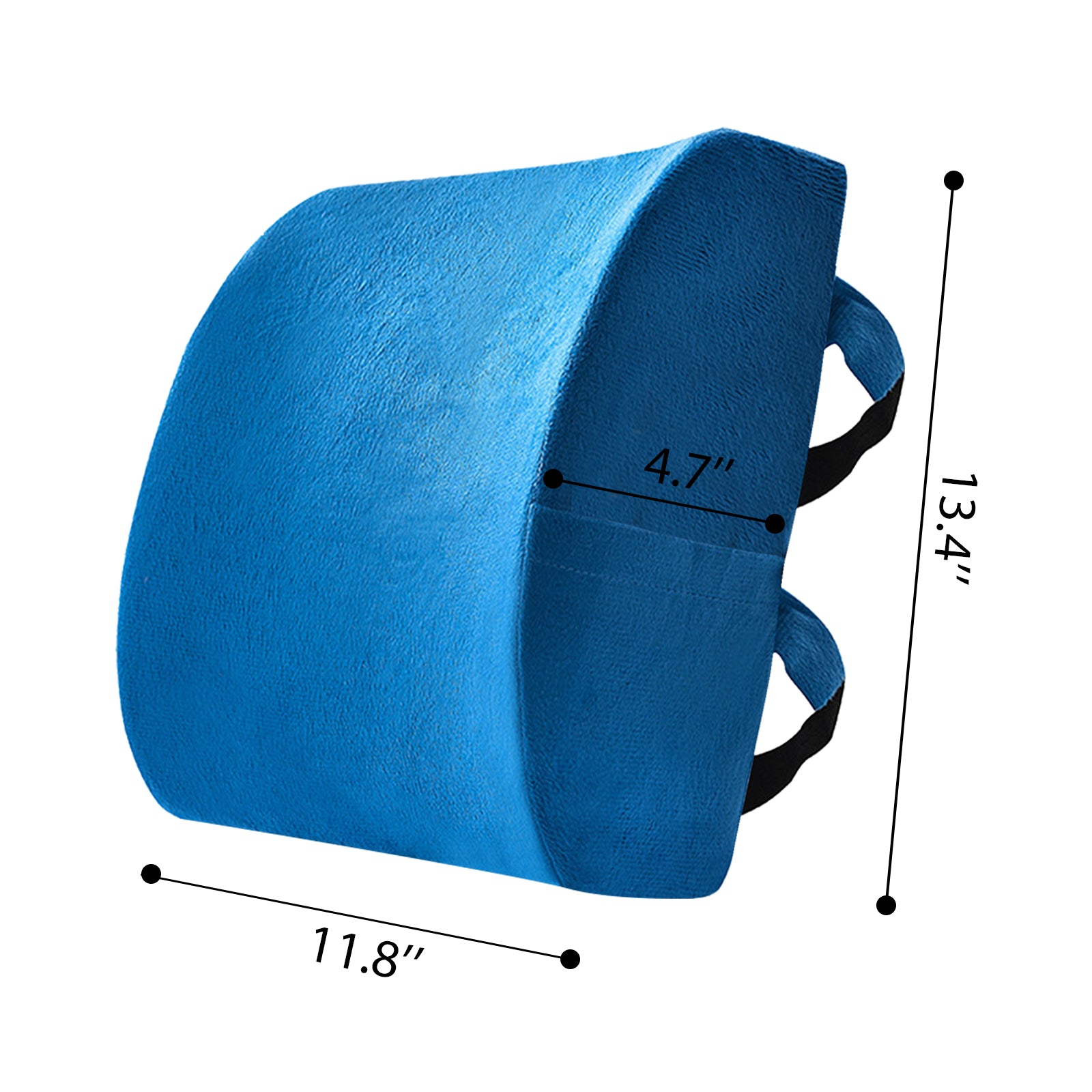 Premium Memory Foam Lumbar Support Cushion in black with adjustable straps, designed for lower back support and comfort.