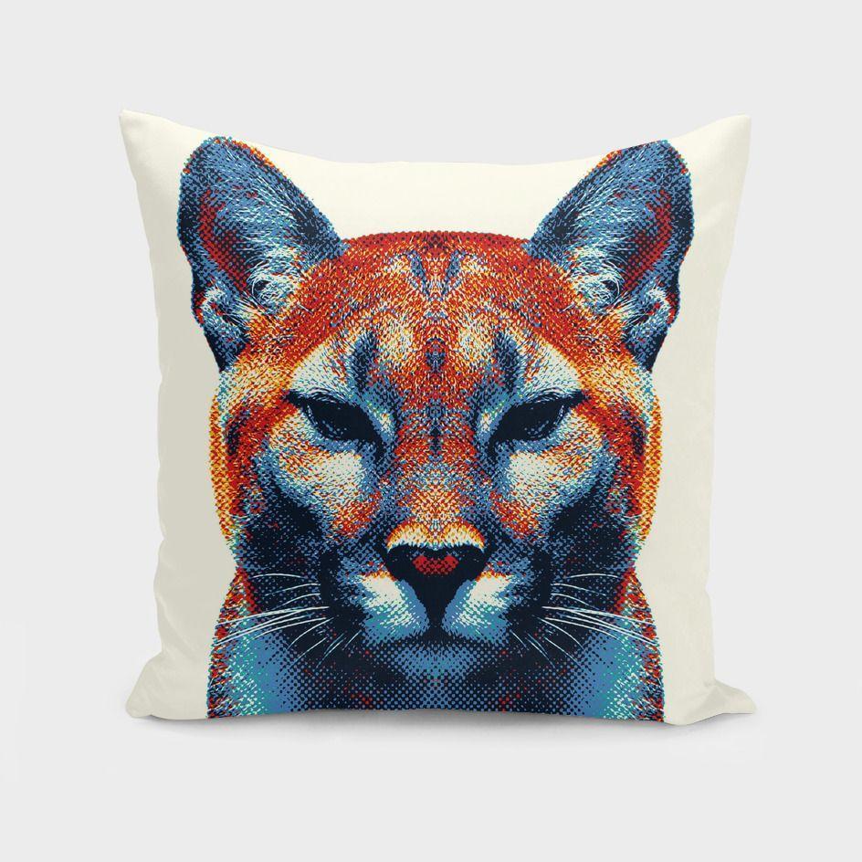 Puma Colorful Animals Cushion featuring vibrant animal prints on both sides, measuring 16x16 inches with a concealed zipper.
