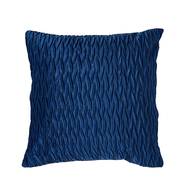 Blue velvet cushion cover featuring a stylish scissors pattern, perfect for home decor.