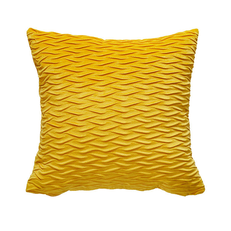 Golden yellow velvet cushion cover with scissors pattern, 45X45CM, perfect for home and hotel decor.