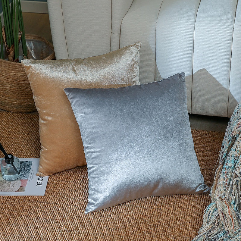 Shiny velvet cushion covers in rich colors, measuring 45cm x 45cm, perfect for enhancing home decor.
