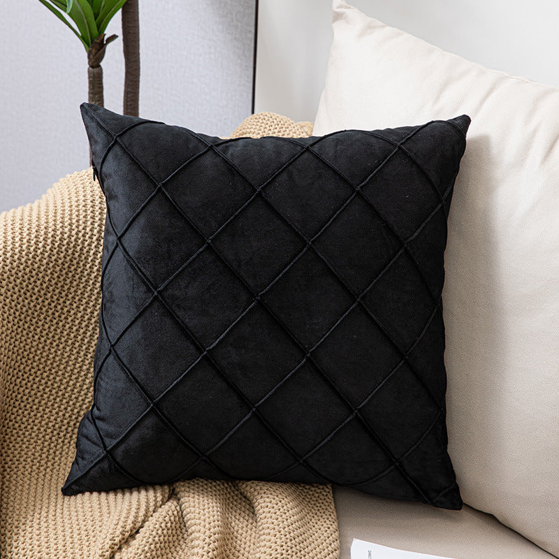 Sofa Pillow Holland Fleece Pillow in luxurious Dutch velvet, showcasing its stylish fabric check design and square shape.