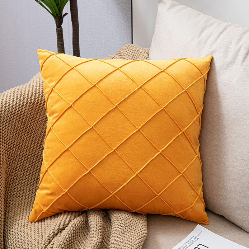 Sofa Pillow Holland Fleece Pillow in luxurious Dutch velvet, showcasing its stylish fabric check design and square shape.