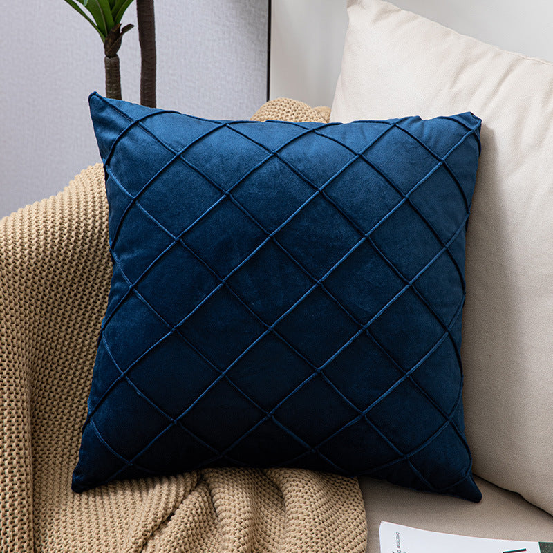 Sofa Pillow Holland Fleece Pillow in luxurious Dutch velvet, showcasing its stylish fabric check design and square shape.