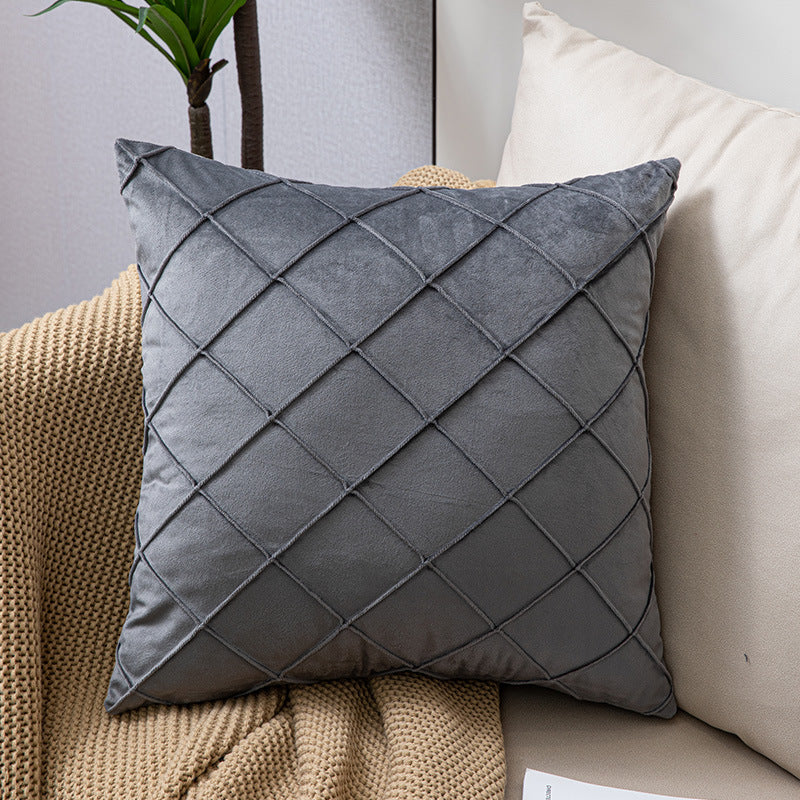 Sofa Pillow Holland Fleece Pillow in luxurious Dutch velvet, showcasing its stylish fabric check design and square shape.