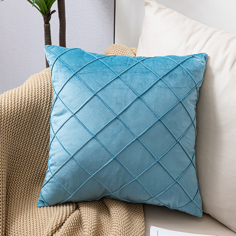 Sofa Pillow Holland Fleece Pillow in luxurious Dutch velvet, showcasing its stylish fabric check design and square shape.