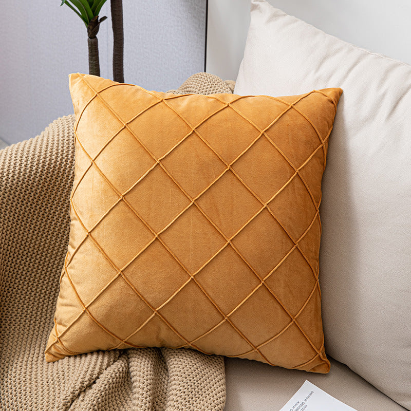 Sofa Pillow Holland Fleece Pillow in luxurious Dutch velvet, showcasing its stylish fabric check design and square shape.