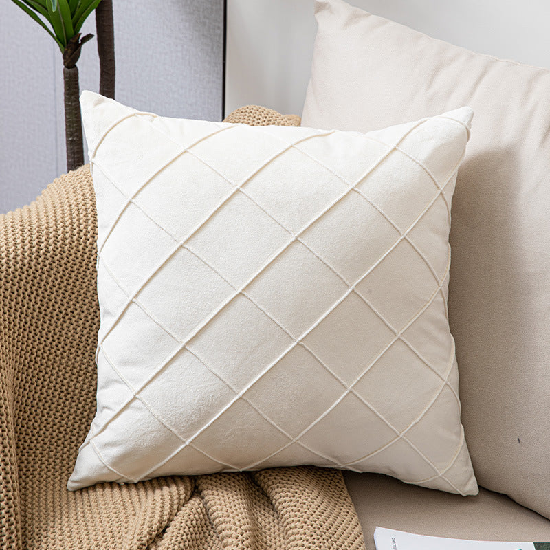 Sofa Pillow Holland Fleece Pillow in luxurious Dutch velvet, showcasing its stylish fabric check design and square shape.